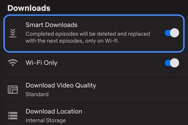 Smart download on Netflix
