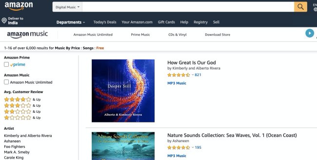 Amazon Music Free- best free sites for songs downloads
