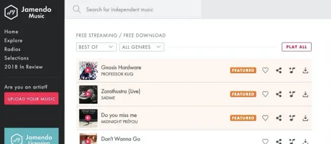 Jamendo- free legal music download sites