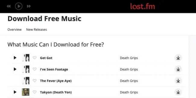 Last.fm- legal music download from free website