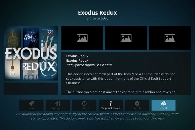 Install Exodus Redux on Kodi to watch movies and TV series