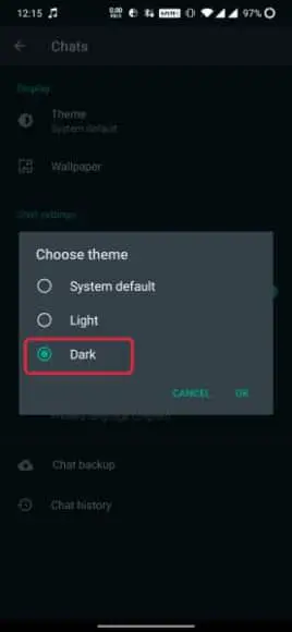 Enable dark mode on Android